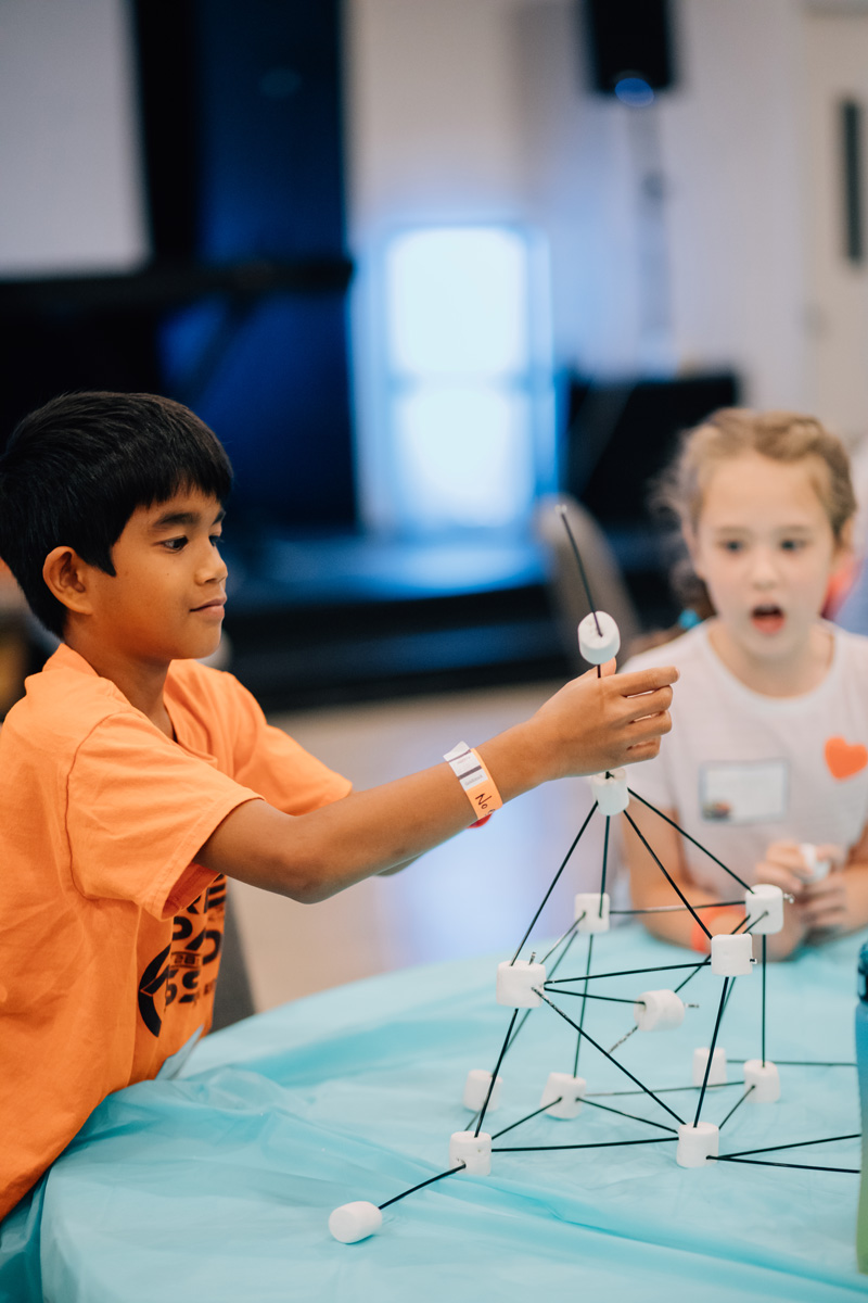 Children Building Marshmallow Tower