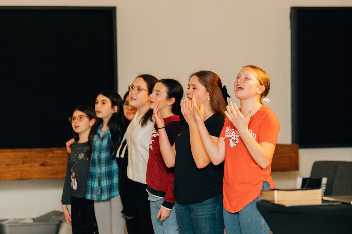students at sunday morning church service