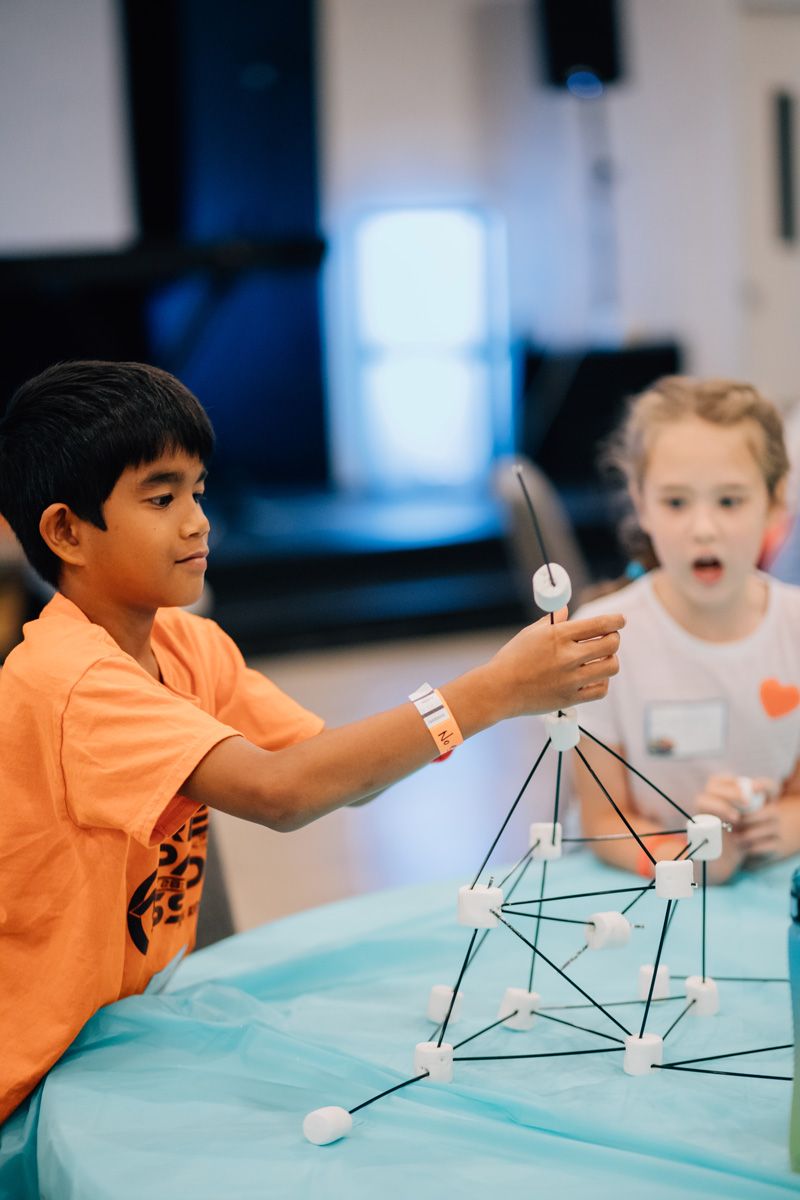 Children Building Marshmallow Tower