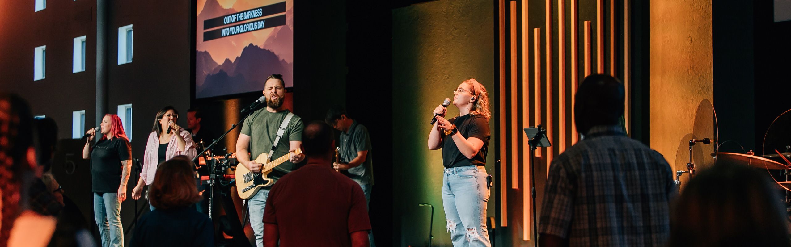 worship team leading songs at sunday church service