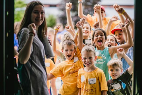 excited kids at vacation bible school (VBS)