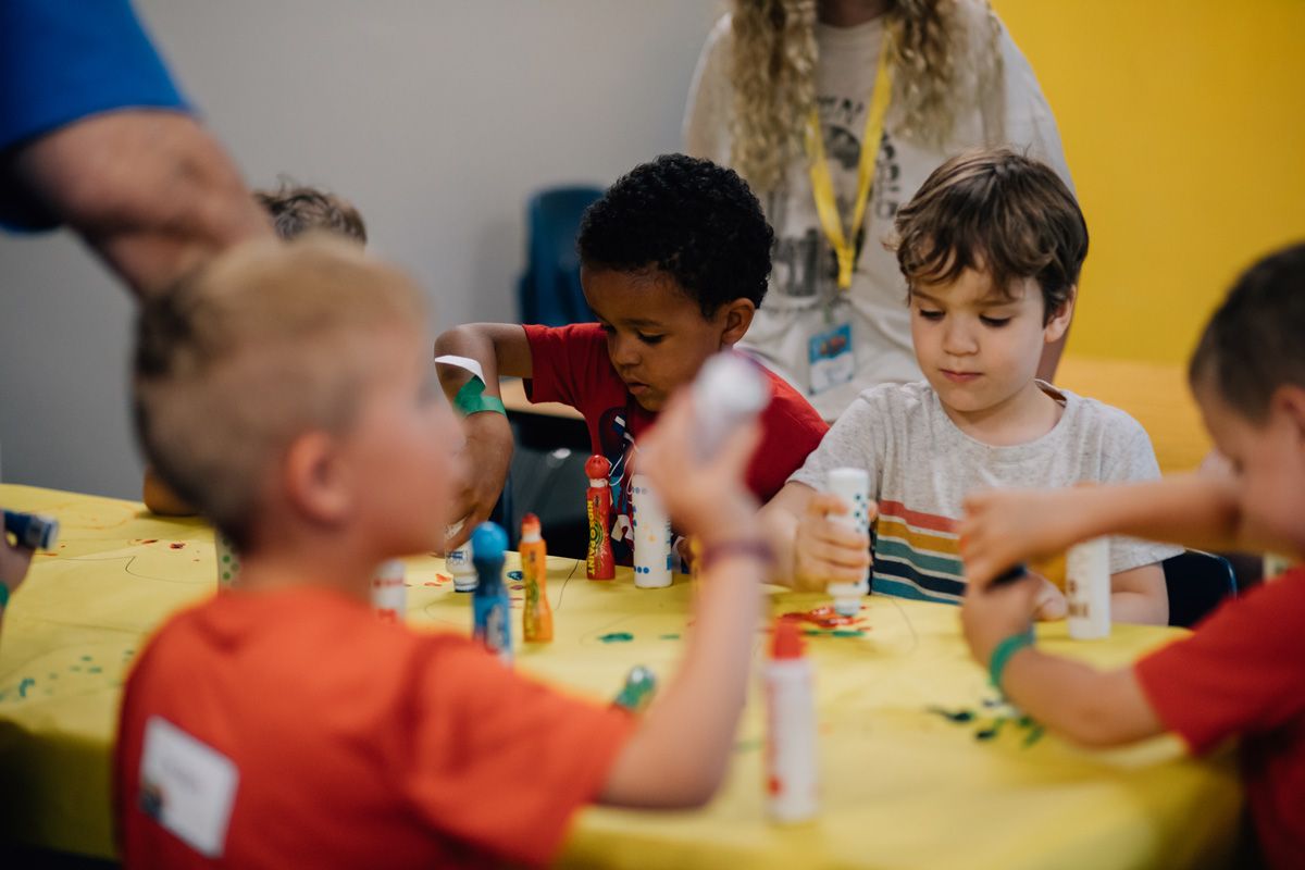 Kids Doing Arts And Crafts At VBS